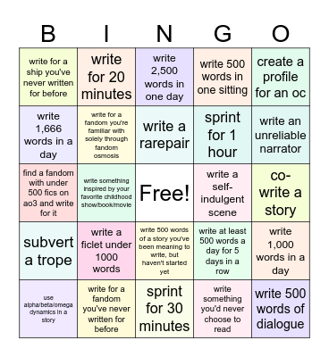 help Bingo Card