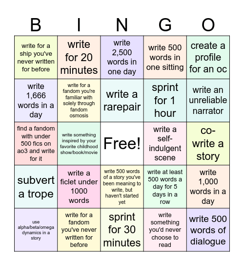 help Bingo Card
