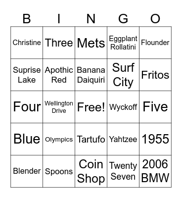 Grammy's Birthday Bingo Card