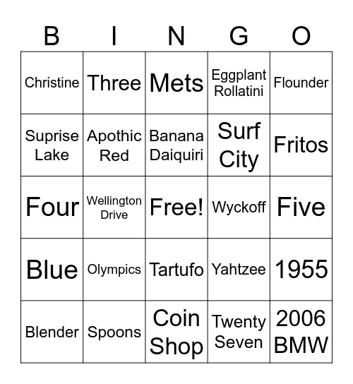 Grammy's Birthday Bingo Card