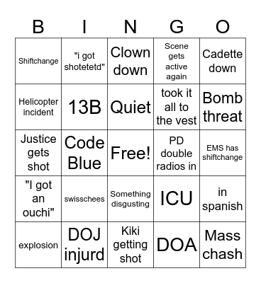 EMS Bingo Card