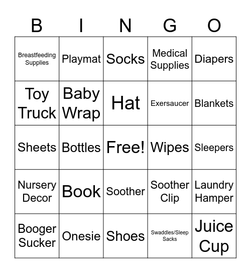 Baby Gift Bingo Card