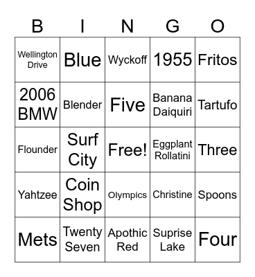 Grammy's Birthday Bingo Card