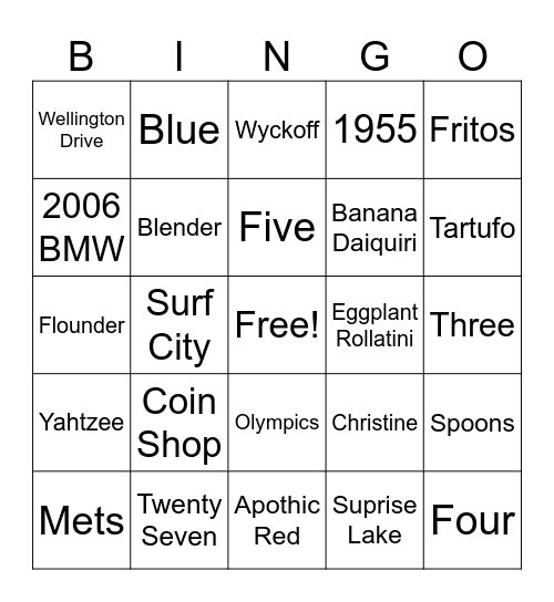 Grammy's Birthday Bingo Card