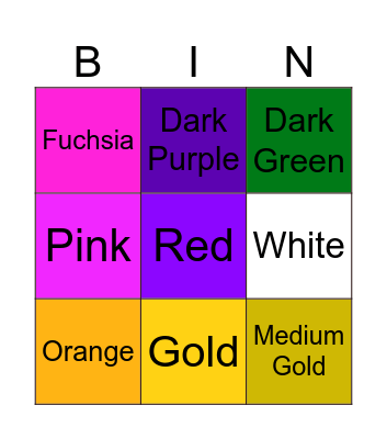 Color Bingo Card