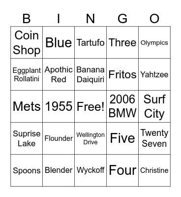 Grammy's Birthday Bingo Card