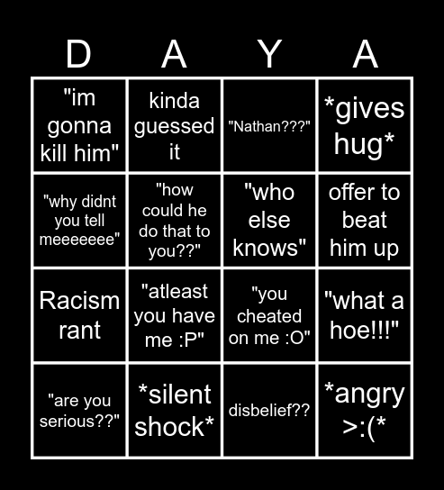 DDAAAAAAAAAAANYE epic siiiiick bingo cafd !!11!!!!1!! Bingo Card