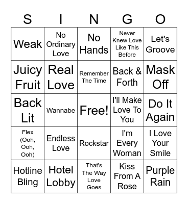 Hip-Hop/R & B Essentials Bingo Card