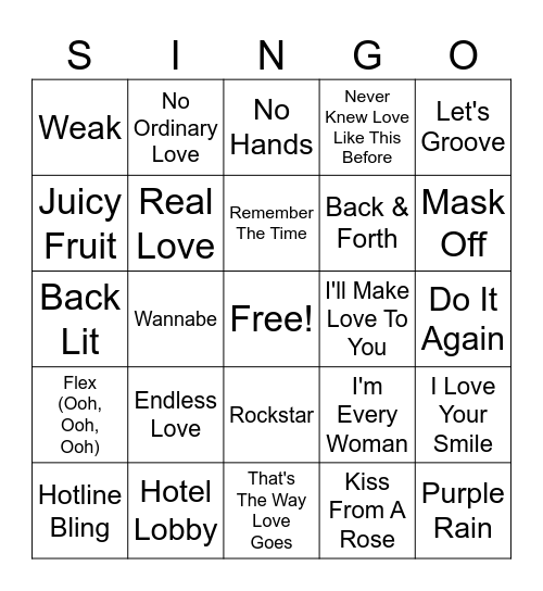 Hip-Hop/R & B Essentials Bingo Card