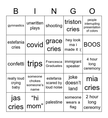 GRADUATION BINGO Card