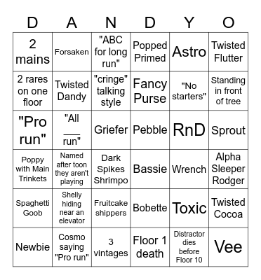 dandor Bingo Card