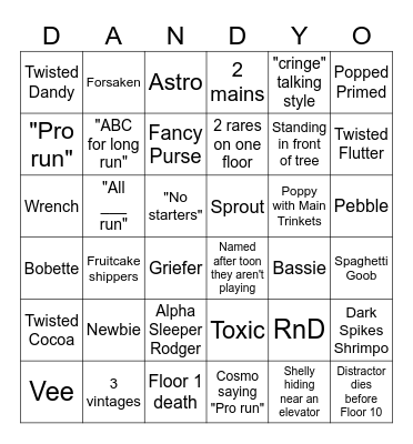 dandor Bingo Card