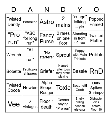 dandor Bingo Card