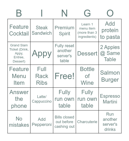 Grandview Bingo Card