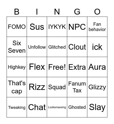 Words Heard at MJHS Bingo Card