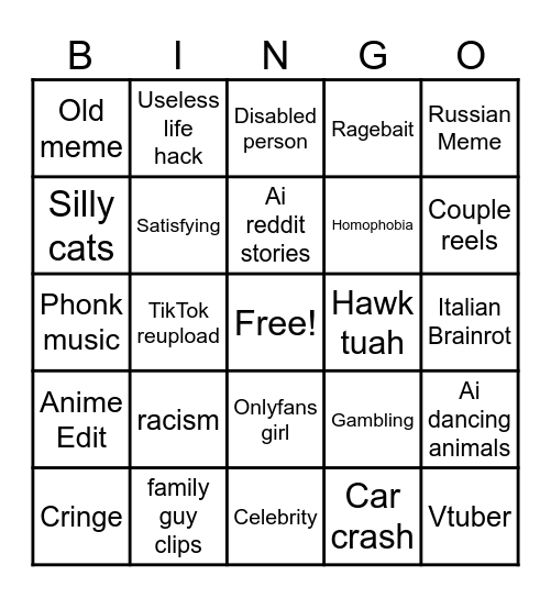 Squashtuah's Instagram bingo Card