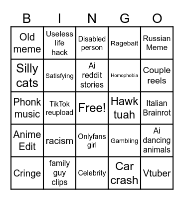 Squashtuah's Instagram bingo Card