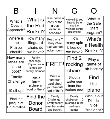 Y Family Scavenger Hunt Bingo Card