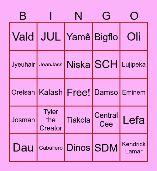 Rappeurs 🎀Cancels✨️ Bingo Card