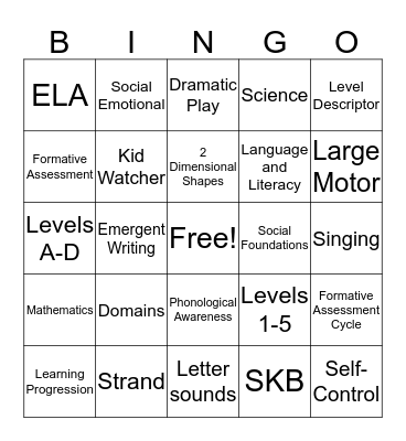 ELA Bingo Card