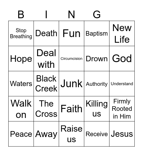 Bible Bingo 5/25/25 Bingo Card
