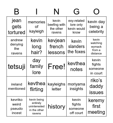 tpc bingo Card