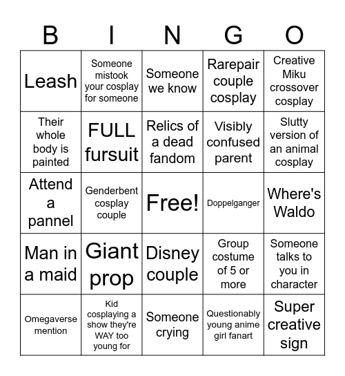 Hanacon Bingo Card