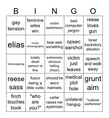 Person of Interest Bingo Card