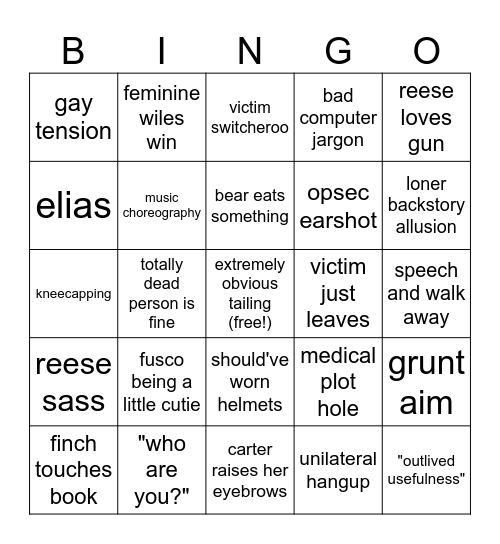 Person of Interest Bingo Card