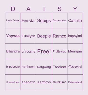daisy bingo party Bingo Card