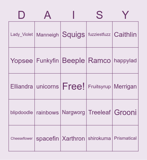daisy bingo party Bingo Card
