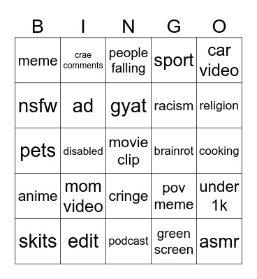 Untitled Bingo Card