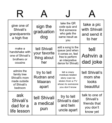 Shivali graduated!! Bingo Card