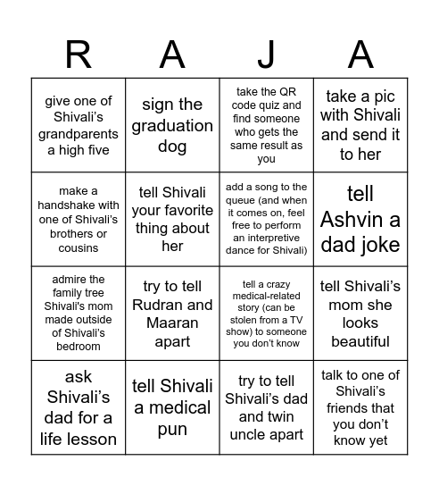 Shivali graduated!! Bingo Card