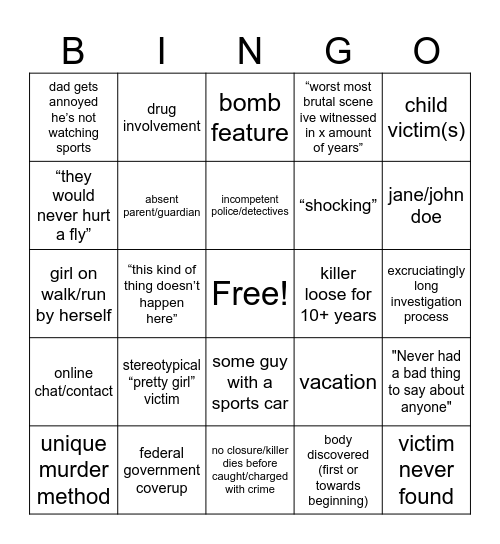Netflix Night Bingo Card