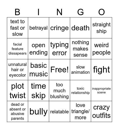 Gacha Life Bingo Card