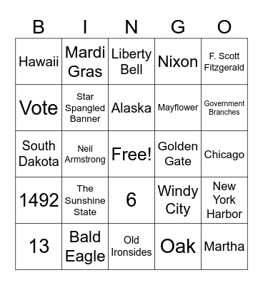 TRingo! The USA #9 USA (general) Bingo Card