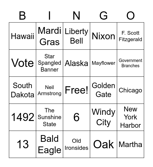 TRingo! The USA #9 USA (general) Bingo Card