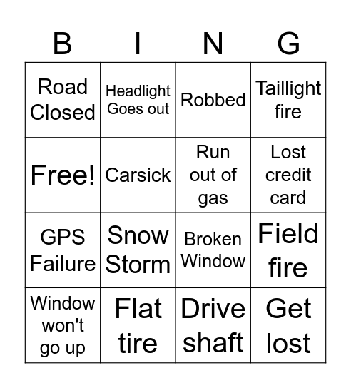 Alaska Bingo Card