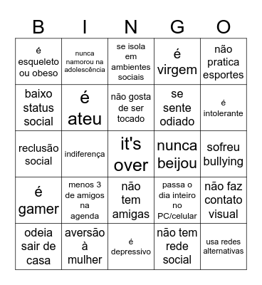 bingo TPE (transtorno de personalidade esquizoide) Bingo Card