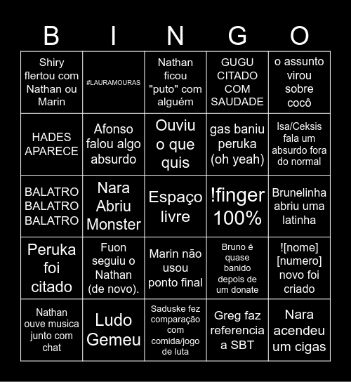 Bingo Live Teste #1 Bingo Card