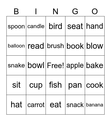 EASY ESL WORDS Bingo Card