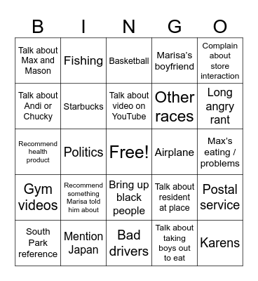 Pop Bingo Card