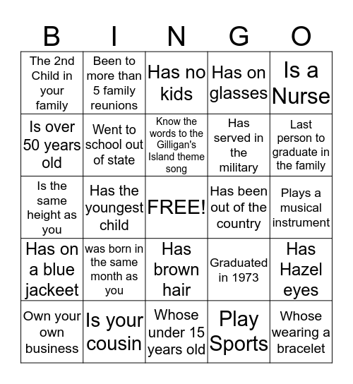 BELL'S FAMILY BINGO Card