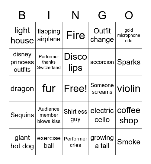EUROVISION FINAL Bingo Card