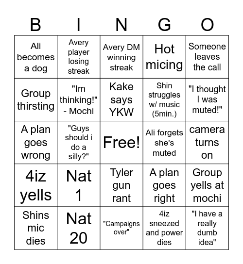 Hollowverse Bingo Card