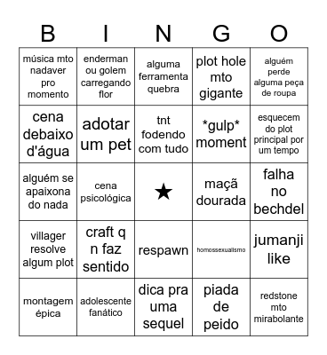 Um Filme Minecraft: Bingo Card