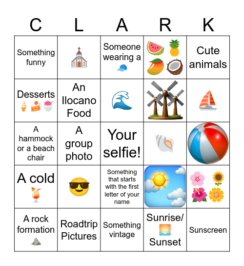 JABventures Summer Outing Bingo Card