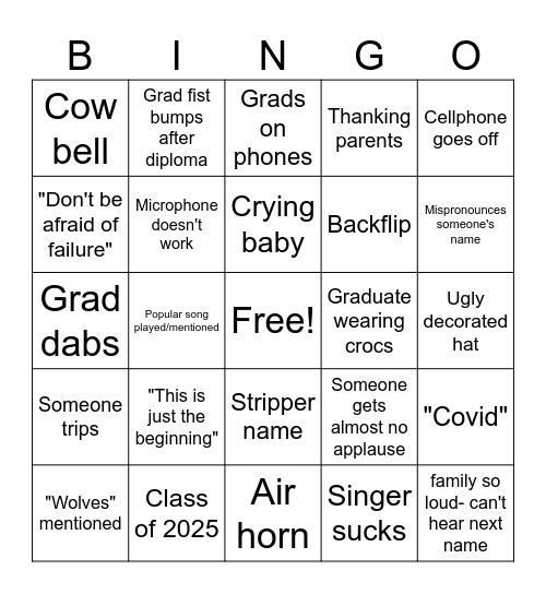 GRADUATION Bingo Card