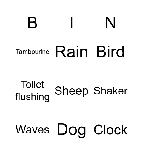 Sound Bingo Card